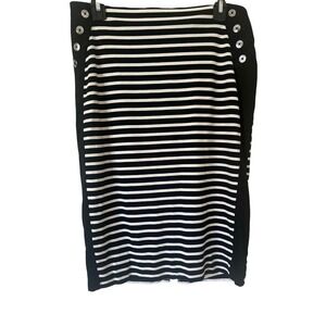 White House Black Market Striped Pencil Skirt Size 10 – Nautical Black White